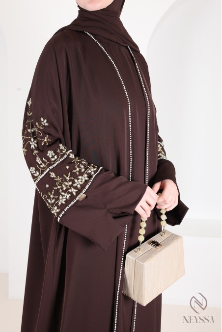 Luxurious pearl-embroidered abaya Dubaï, 4-piece combo