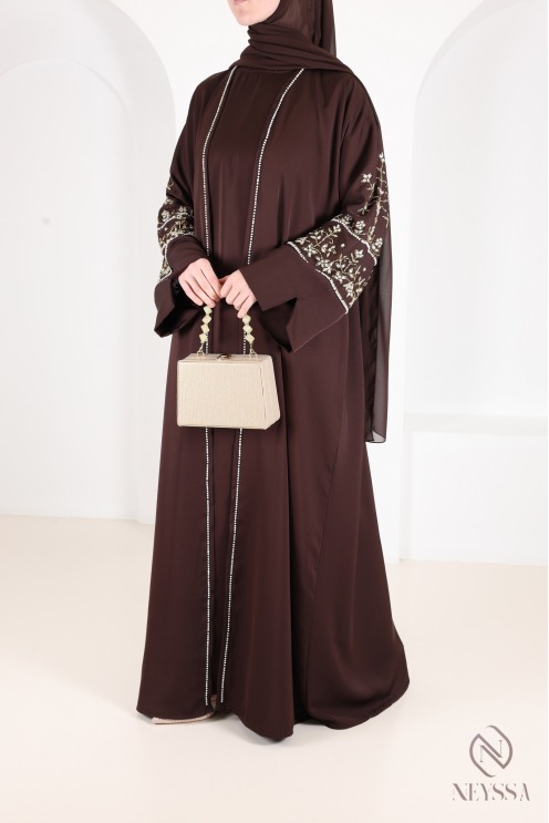 Luxurious pearl-embroidered abaya Dubaï, 4-piece combo