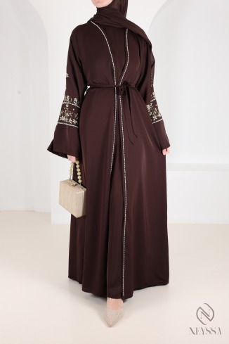 Abaya Dubaï luxe brodée de perles, combo de 4 pièces 2