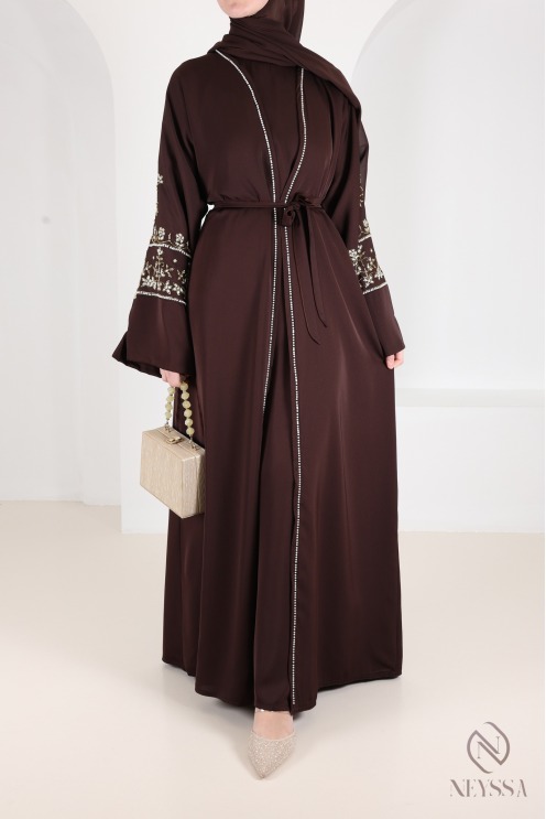 Luxurious pearl-embroidered abaya Dubaï, 4-piece combo