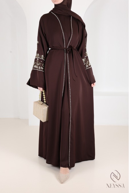 Luxurious pearl-embroidered abaya Dubaï, 4-piece combo