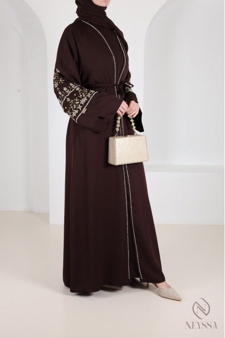 Luxurious pearl-embroidered abaya Dubaï, 4-piece combo