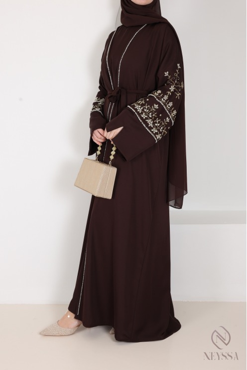 Luxurious pearl-embroidered abaya Dubaï, 4-piece combo