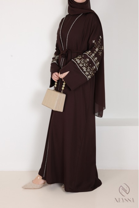 Luxurious pearl-embroidered abaya Dubaï, 4-piece combo