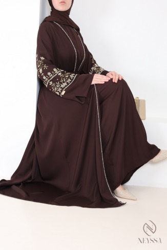 Abaya Dubaï luxe brodée de perles, combo de 4 pièces