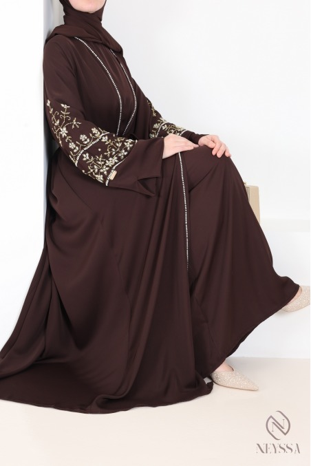 Luxurious pearl-embroidered abaya Dubaï, 4-piece combo