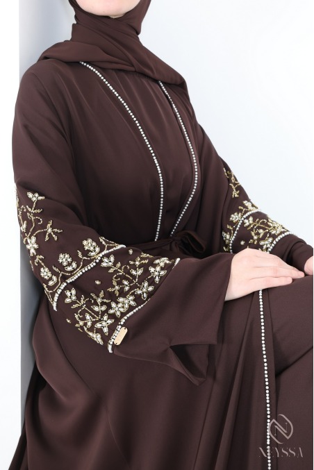 Luxurious pearl-embroidered abaya Dubaï, 4-piece combo