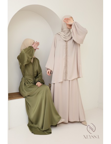 Long tunic with beige skirt, for veiled women for Eid