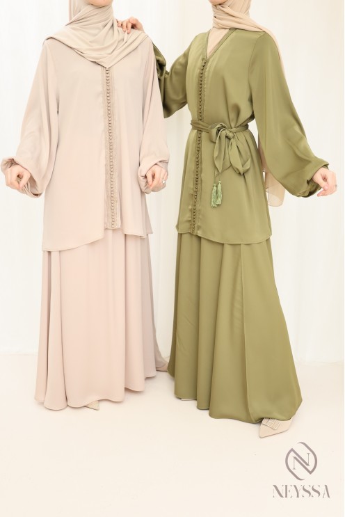 Long tunic with beige skirt, for veiled women for Eid