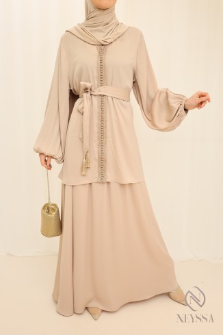 Long tunic with beige skirt, for veiled women for Eid 2