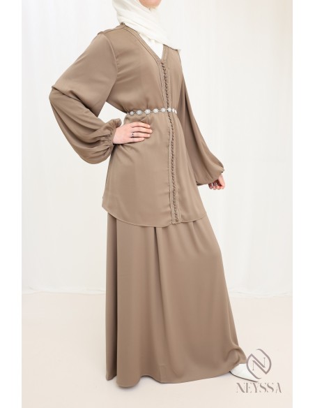 Ensemble tunique avec sfifa et jupe longue, idée look Aïd