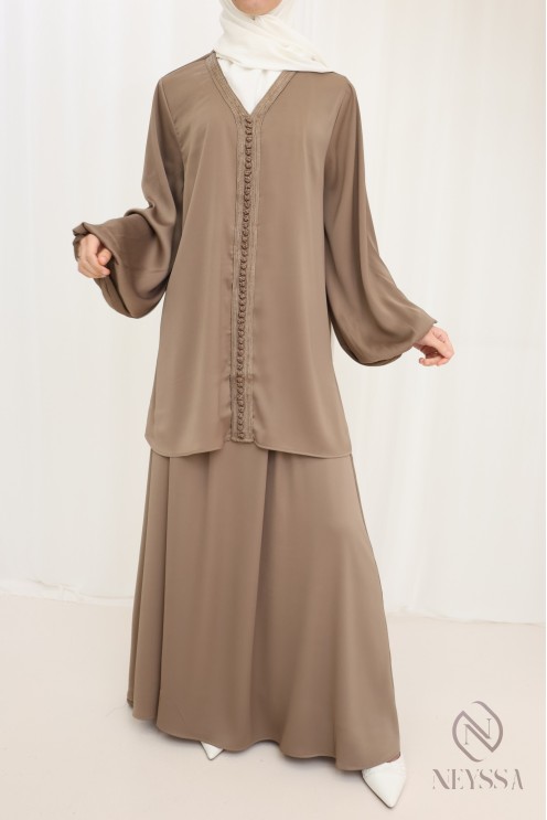 Tunika-Ensemble mit Sfifa und langem Rock, Idee für den Eid-Look.