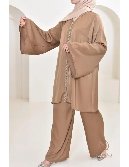 Tunic set caftan with its ample palazzo, idea held Eid 2024