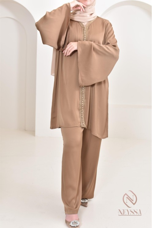 Tunic set caftan with its ample palazzo, idea held Eid 2024