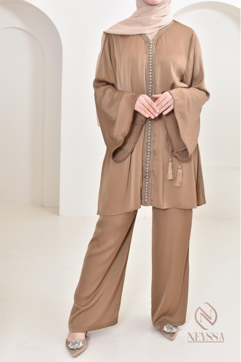 Tunic set caftan with its ample palazzo, idea held Eid 2024