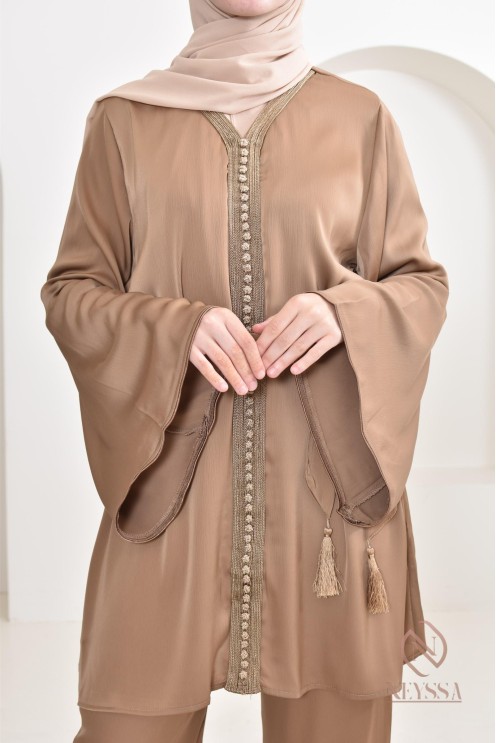 Kaftan-Tunika-Set mit weitem Palazzo, Idee Outfit Eid 2024