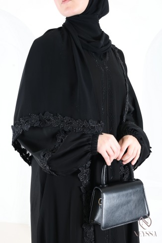 Abaya Dubai mit Stickerei und Strasssteinen, Outfit-Idee für Eid 2