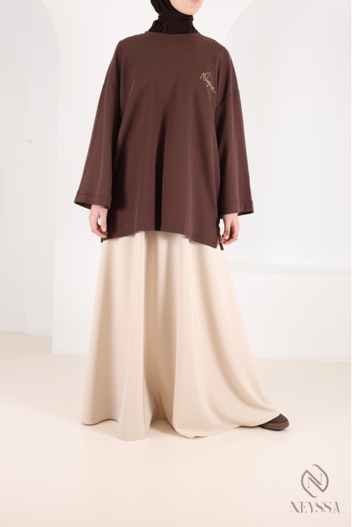 Jupe longue évasée pour femme tissu tailleur, haute qualité