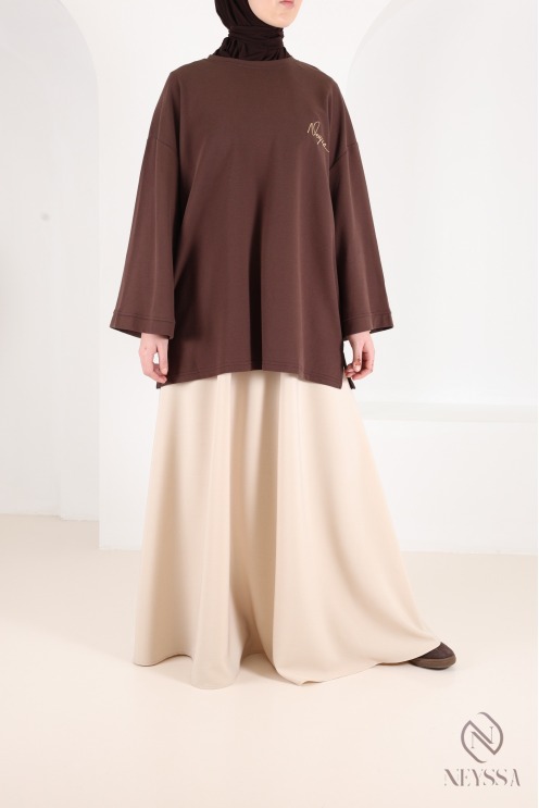 Jupe longue évasée pour femme tissu tailleur, haute qualité