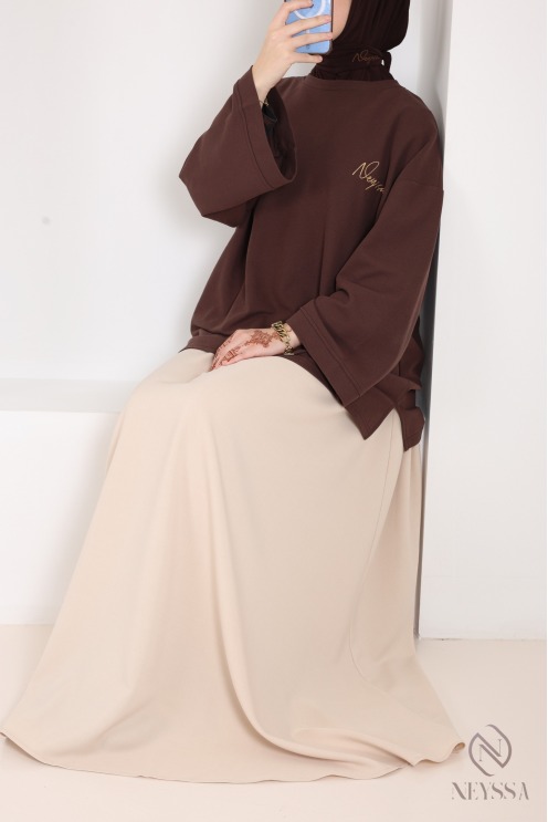 Jupe longue évasée pour femme tissu tailleur, haute qualité