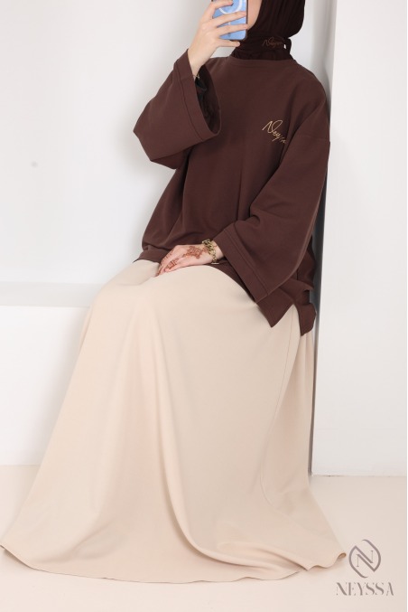 Jupe longue évasée pour femme tissu tailleur, haute qualité