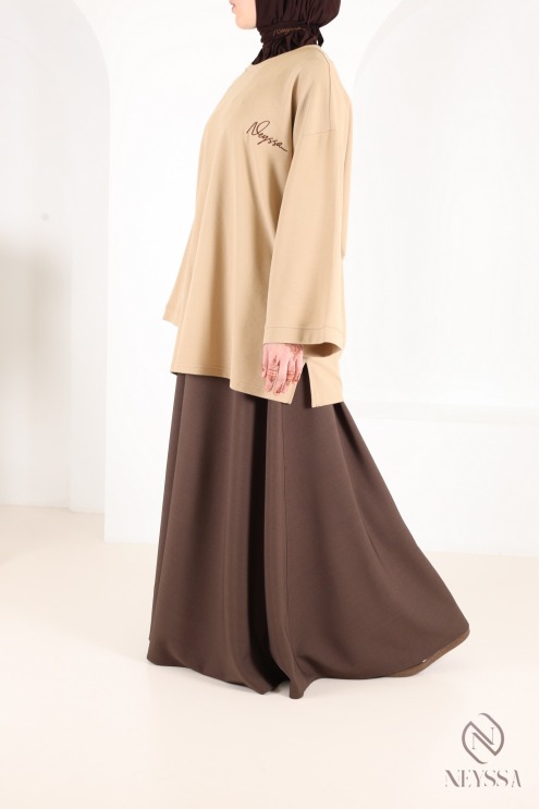 Jupe longue évasée pour femme tissu tailleur, haute qualité