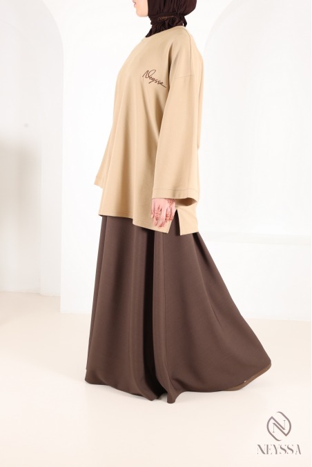 Jupe longue évasée pour femme tissu tailleur, haute qualité