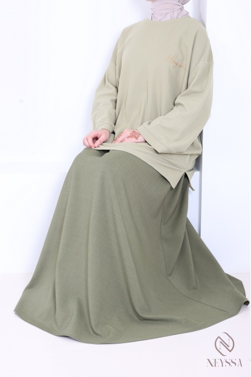 Jupe longue évasée pour femme tissu tailleur, haute qualité