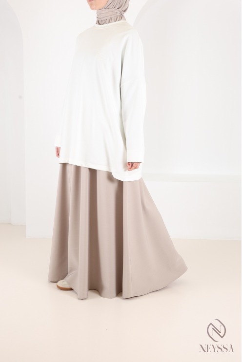 Jupe longue évasée pour femme tissu tailleur, haute qualité