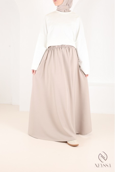 Jupe longue évasée pour femme tissu tailleur, haute qualité