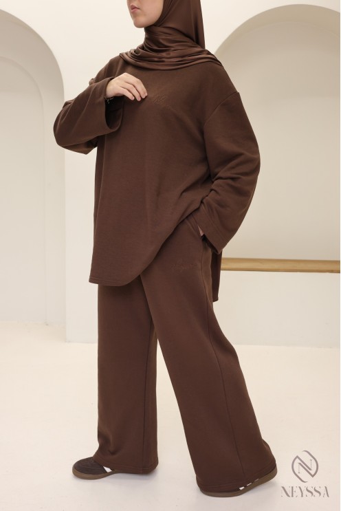 2-teiliges Set aus Hose und Langarm-T-Shirt für Hijabi-Frauen