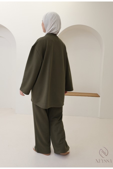 Ensemble en coton pantalon ample avec t-shirt long oversize