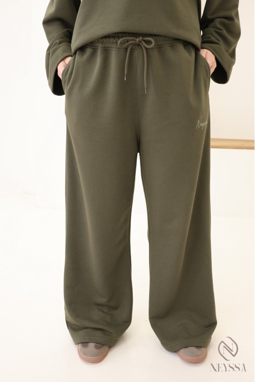 Ensemble en coton pantalon ample avec t-shirt long oversize