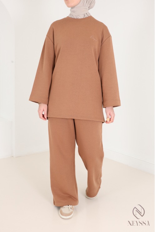 2-teiliges Set aus Hose und Langarm-T-Shirt für Hijabi-Frauen