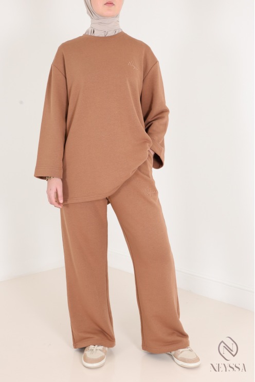 2-teiliges Set aus Hose und Langarm-T-Shirt für Hijabi-Frauen