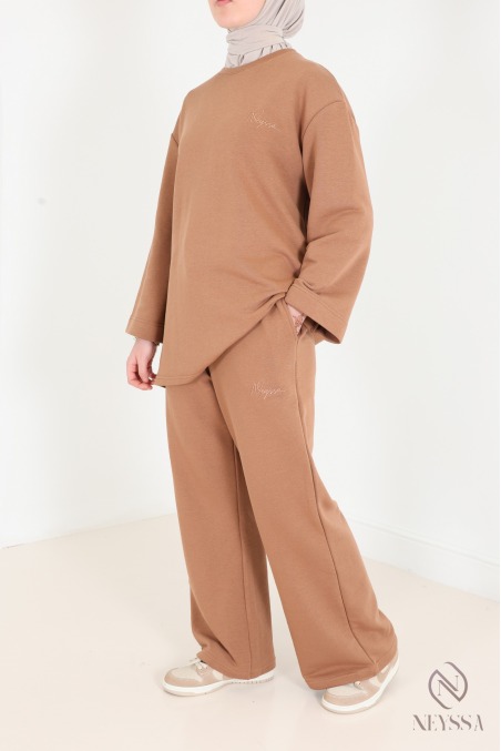 2-teiliges Set aus Hose und Langarm-T-Shirt für Hijabi-Frauen