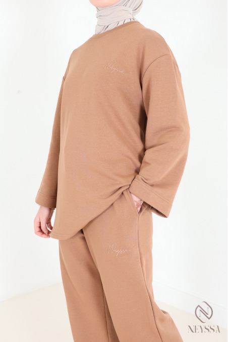 2-teiliges Set aus Hose und Langarm-T-Shirt für Hijabi-Frauen