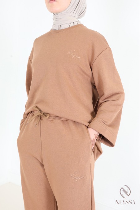 Ensemble 2 pièces pantalon + t-shirt manches longues femme hijabi