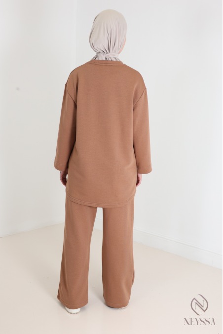 Ensemble 2 pièces pantalon + t-shirt manches longues femme hijabi