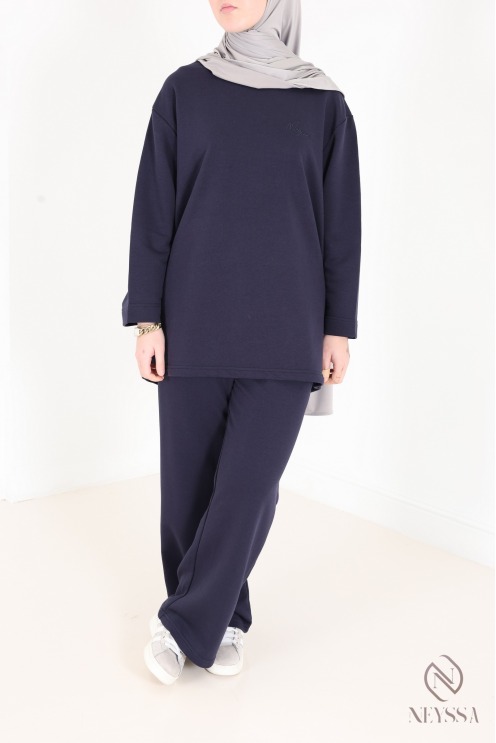 Ensemble en coton pantalon ample avec t-shirt long oversize