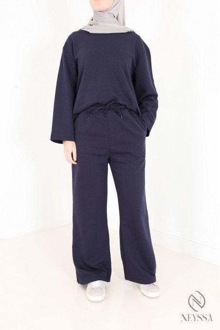 Ensemble en coton pantalon ample avec t-shirt long oversize