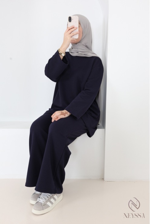 Ensemble en coton pantalon ample avec t-shirt long oversize