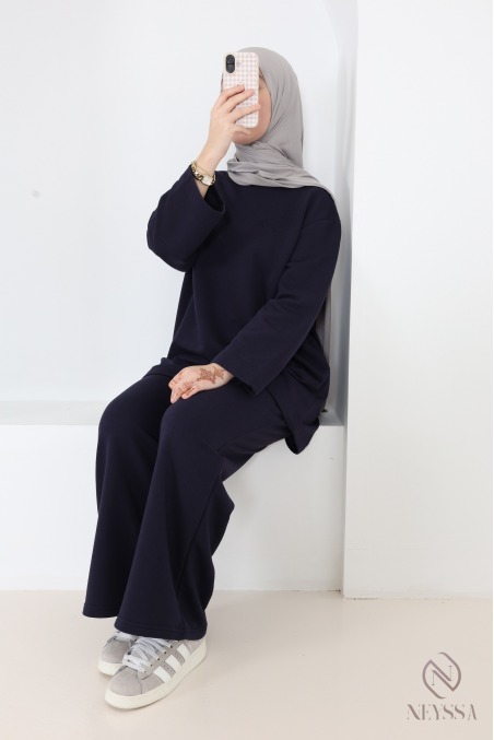 Ensemble en coton pantalon ample avec t-shirt long oversize