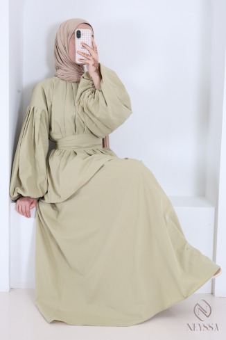 Ensemble jupe longue + blouse manches bouffantes en coton femme