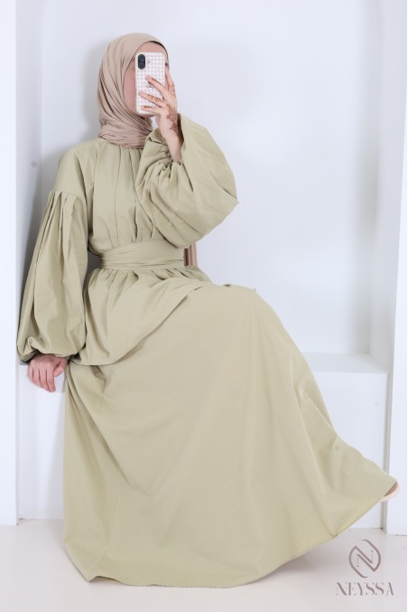 Set aus langem Rock und Bluse mit Puffärmeln aus Baumwolle für Damen