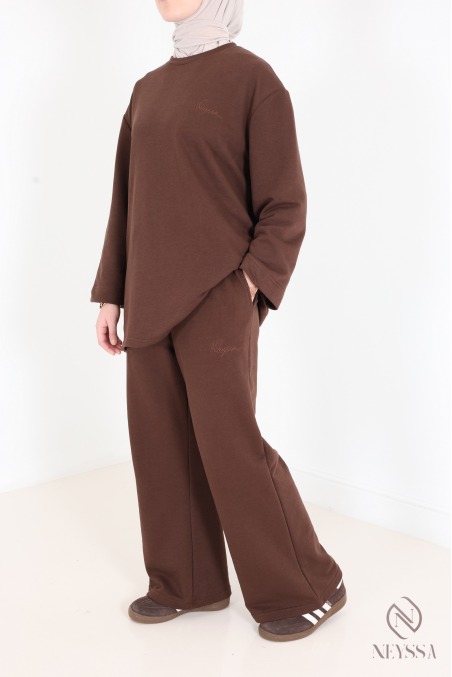 Ensemble 2 pièces pantalon + t-shirt manches longues femme hijabi