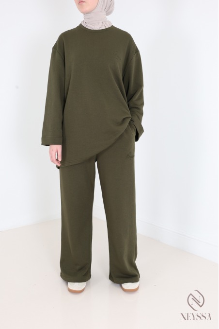 Ensemble en coton pantalon ample avec t-shirt long oversize