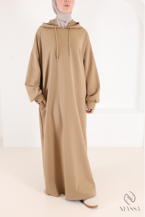 Robe longue sweat à capuche coupe ample, idéale pour le sport femme