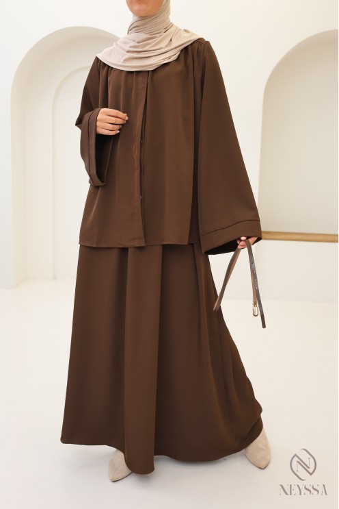 Ensemble jupe longue tissu léger satinée  femme voilée tendance