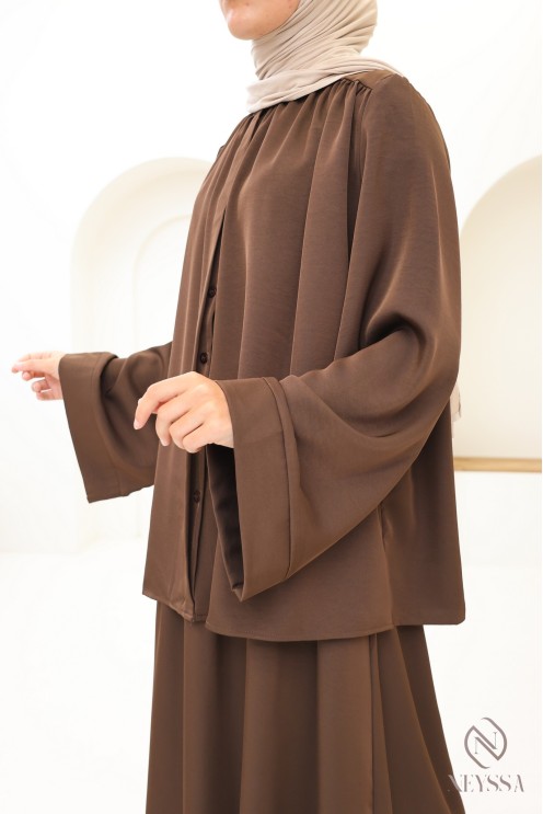 Ensemble jupe longue tissu léger satinée  femme voilée tendance